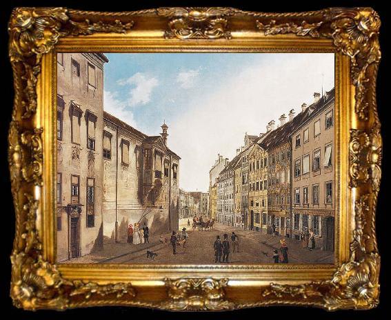 framed  Domenico Quaglio The Residenzstrabe in front of the Max-Joseph-Platz in the year 1826, ta009-2